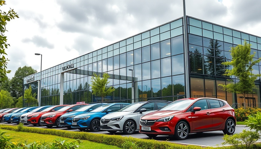 Drive Motor Retail Vauxhall dealership in Ipswich with parked cars.