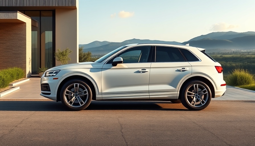 Audi Q5 hybrid makeover with modern house backdrop