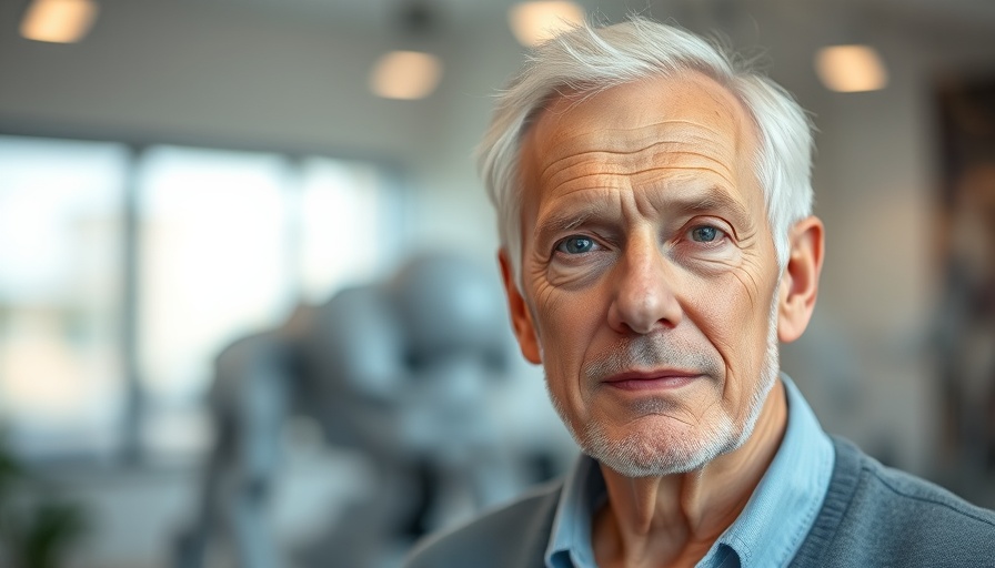 Older man indoors with scientific model background, cost of buying new cars discussion.
