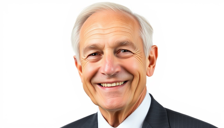 Friendly older man smiling in a suit against a white backdrop.