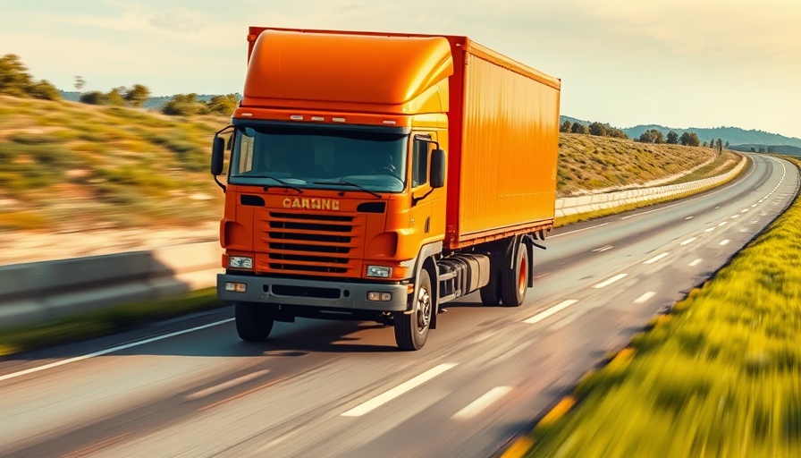 Freight truck driving on highway under warm sunlight representing freight cost estimator.