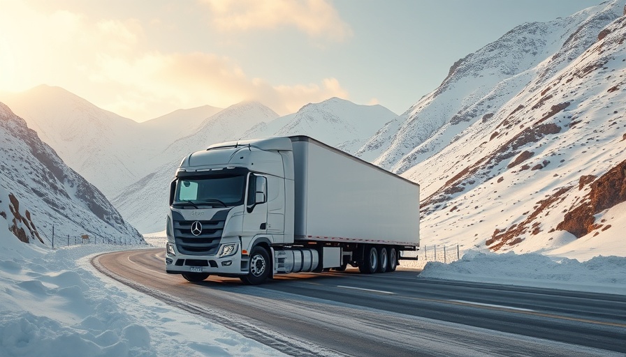 Physical Damage Coverage for Fleets: Semi-truck on snowy mountain road.