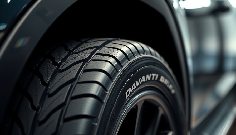 Close-up of Davanti tyre on vehicle.