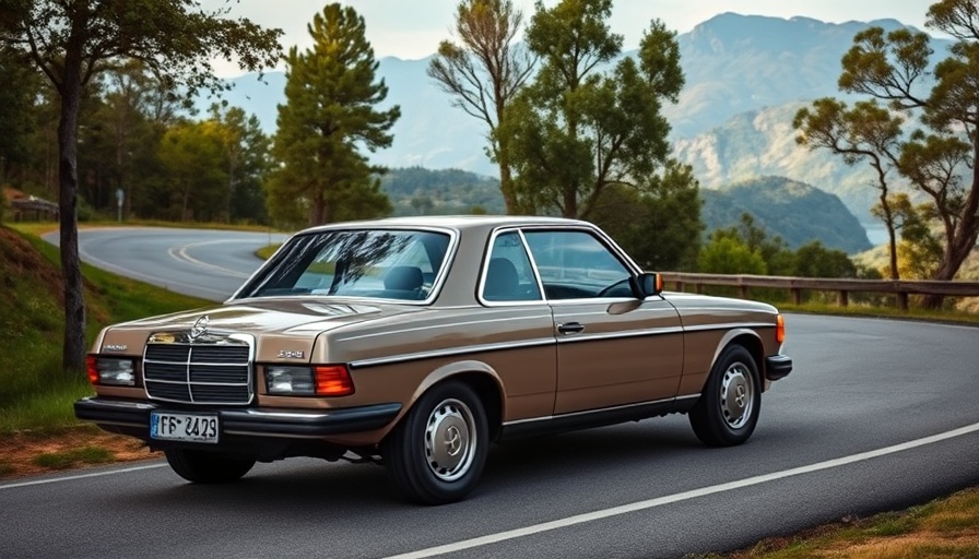1982 Mercedes-Benz 300CD parked on scenic road