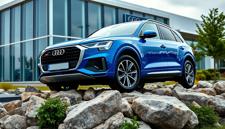 Vibrant blue Audi SUV at car dealership, related to Motability leasing changes support from Swansway.