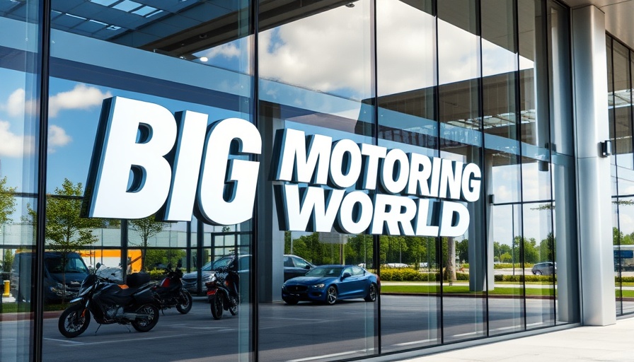 TrustPilot Big Motoring World reinstatement with reflective glass facade.