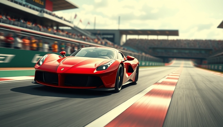 Sleek red Ferrari Monza racing on a dynamic track