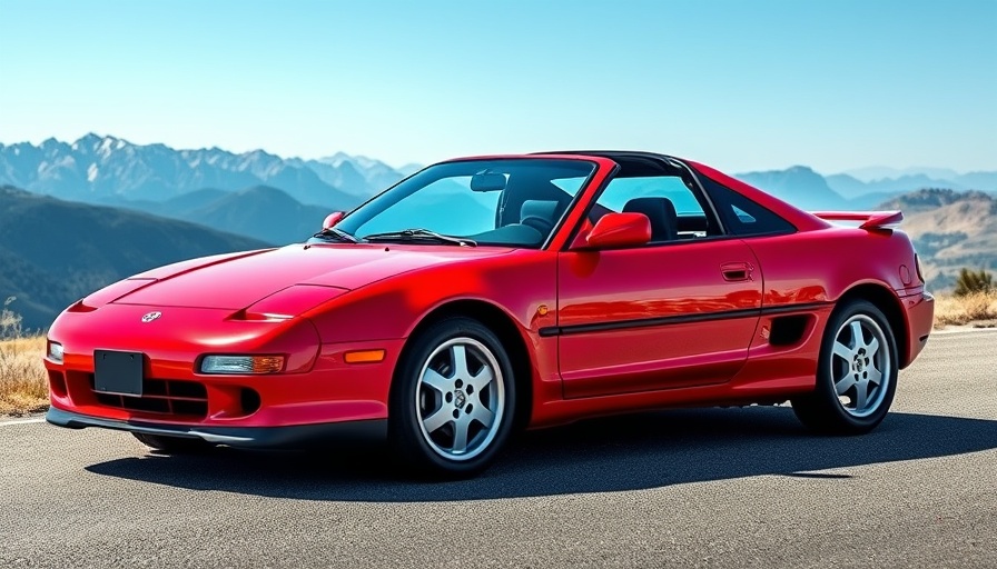 1995 Toyota MR2 Turbo in front of mountains at auction.