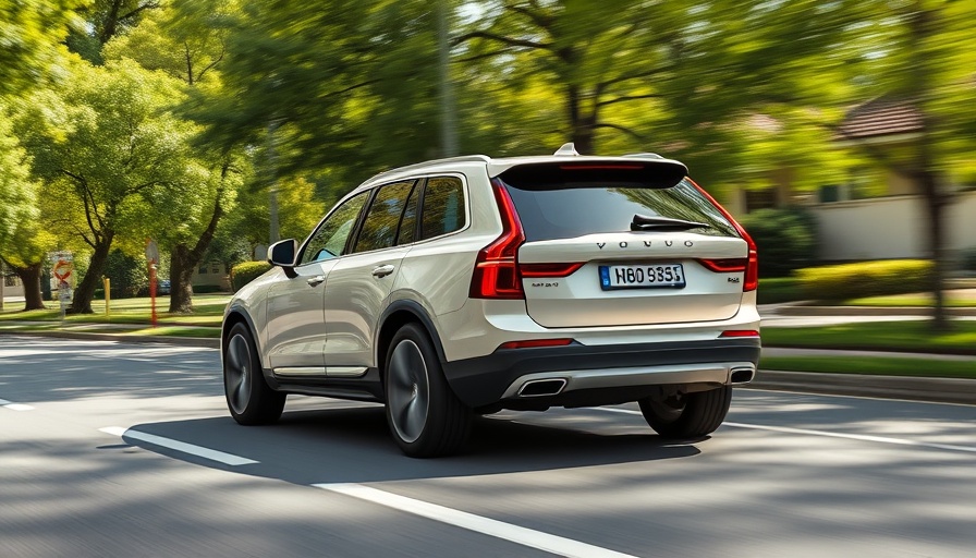 2025 Volvo EX90 driving on a suburban road, review perspective.