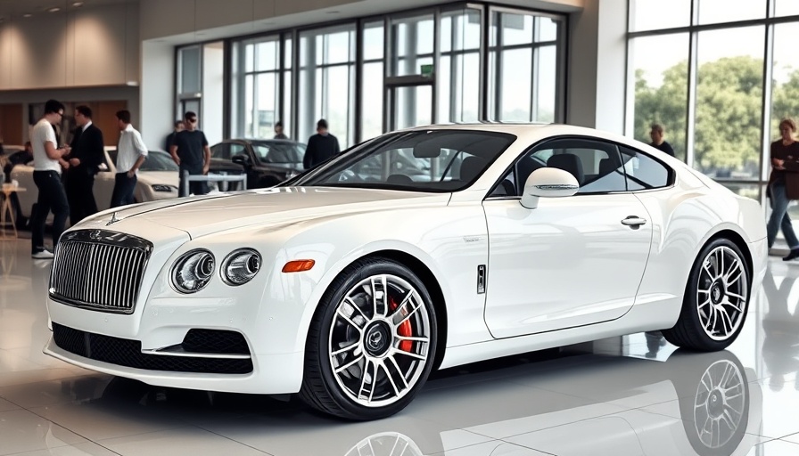 Stress-free car shipping image featuring luxury car in showroom.