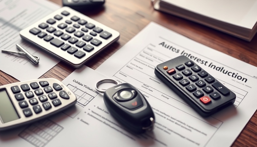 Auto loan interest tax deduction concept with papers and calculator.