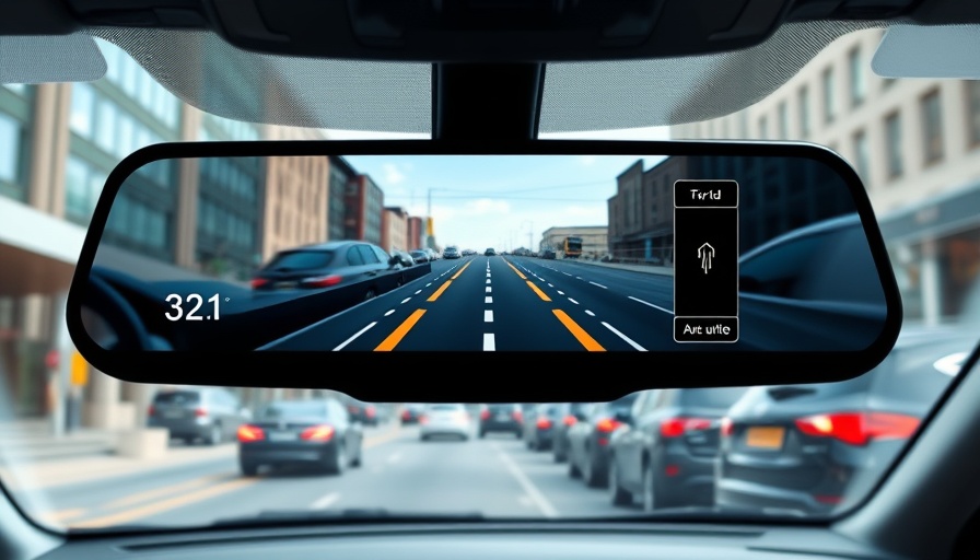 Miofive Mirror 1 dash cam display in a car interior.
