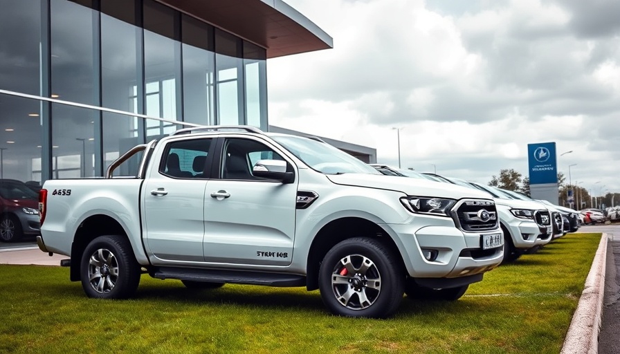 White pickup truck at Maxus dealership Preston with showroom.