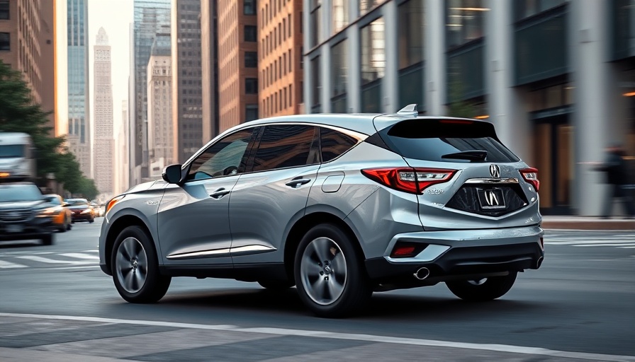 2025 Acura RDX model in city setting, highlighting recall.