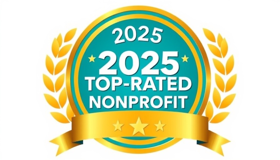 Award emblem for 2025 Top-Rated Nonprofit, vibrant design.
