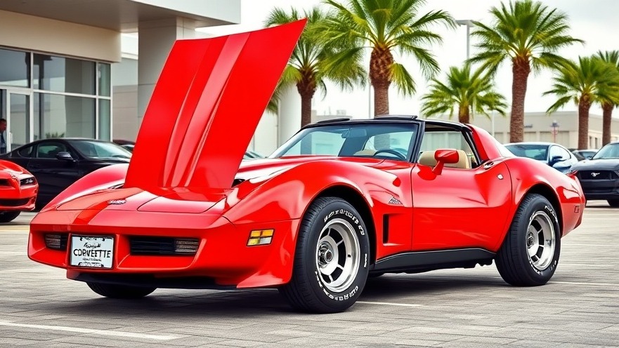 1979 Corvette 383 Stroker engine displayed, showcasing vibrant red classic sports car.