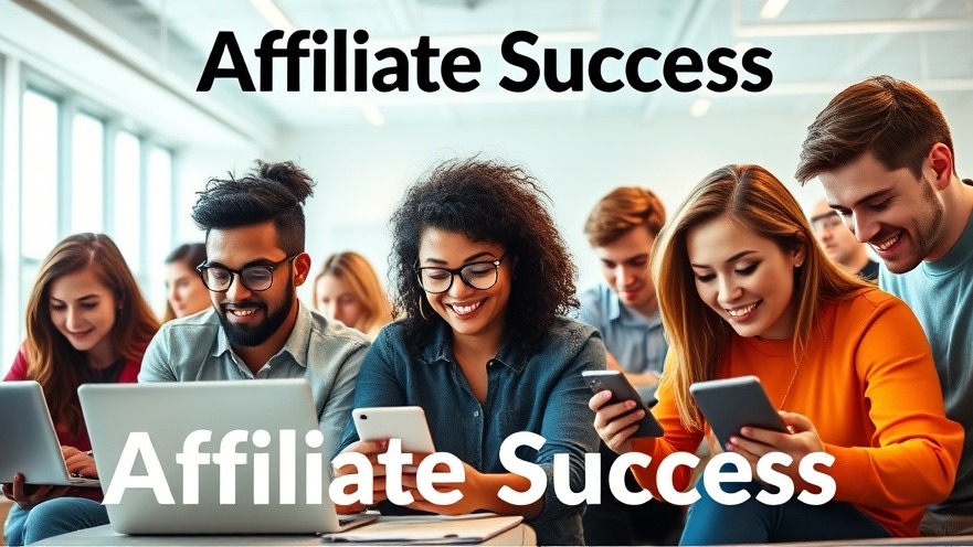 Diverse group thriving in affiliate success, collaborating in a vibrant workspace.