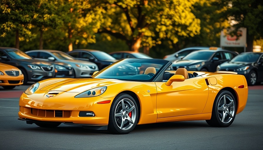 Yellow Corvette with visible muffler parked outdoors