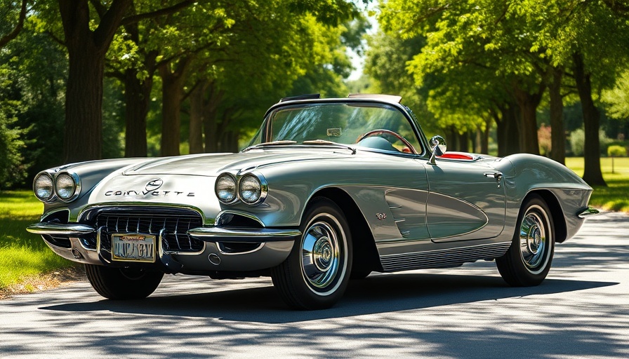 Sleek 1962 Corvette parked on a sunny road with lush greenery.