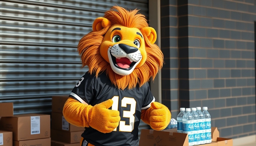 LA Kings fire relief mascot helps with donations.