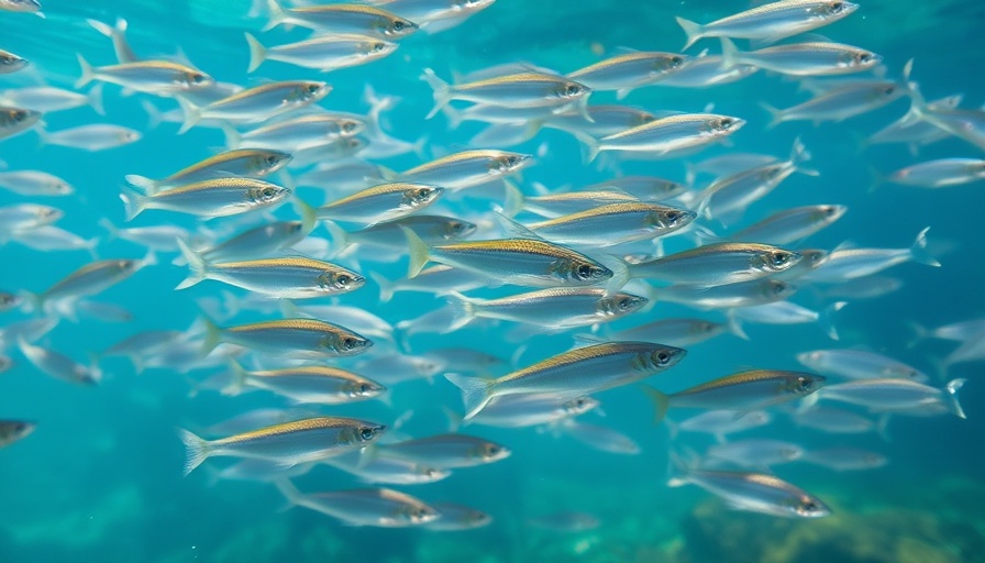 Delta smelt swimming in clear waters, school of fish movement.