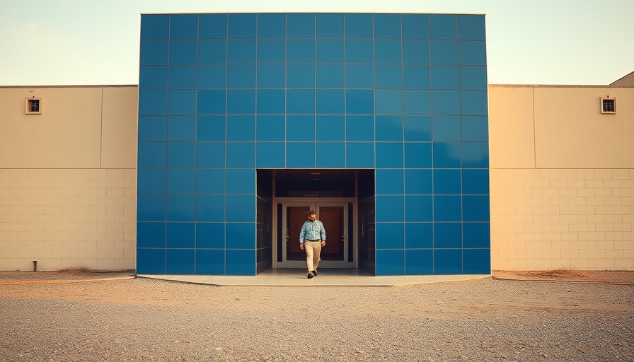 GEO Group detention facility entrance, labor rights issue focus.
