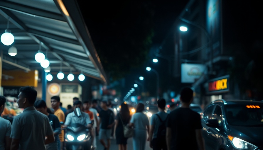 Night market in L.A. informal economy under bright canopy lights.