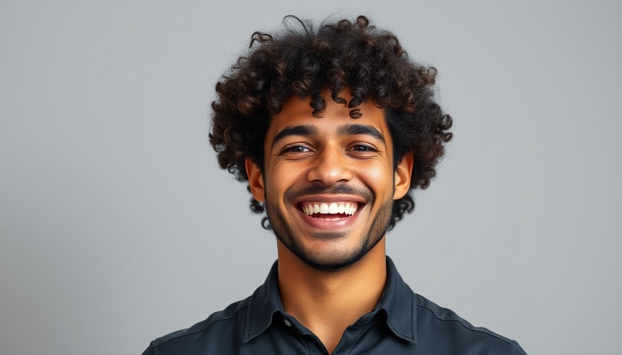 Smiling man in Corvette shirt, joyful expression, monochrome.