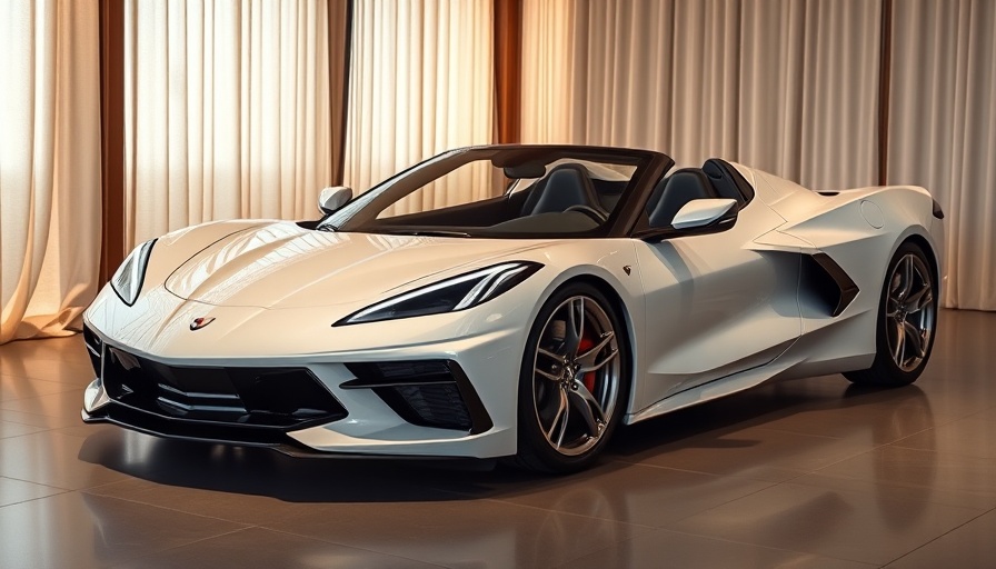 Sleek 2024 Corvette E-Ray in a showroom setting.