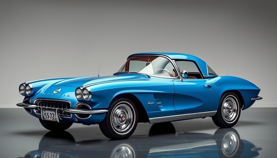 Sleek blue Corvette SS showcased on a reflective surface.