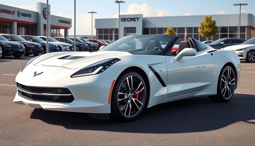 Corvette deliveries at dealership with sleek white model.