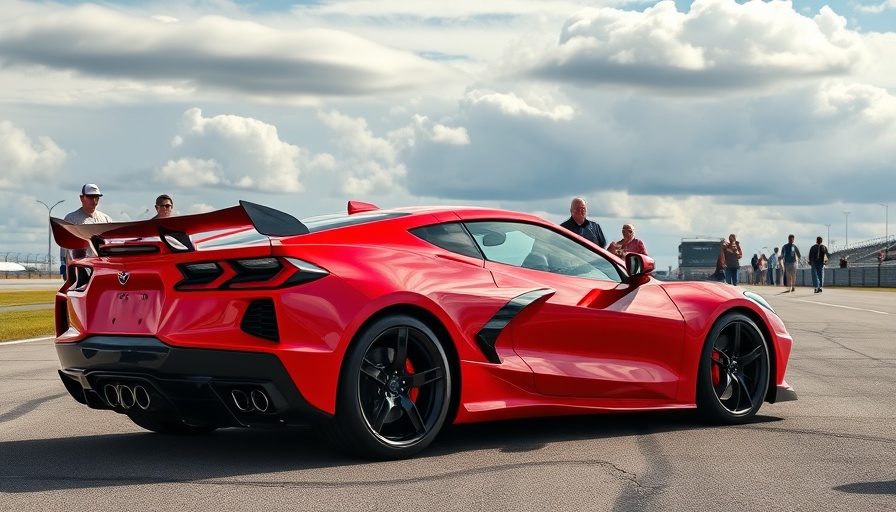 C8 Corvette ZR1 on race track with smiling group.