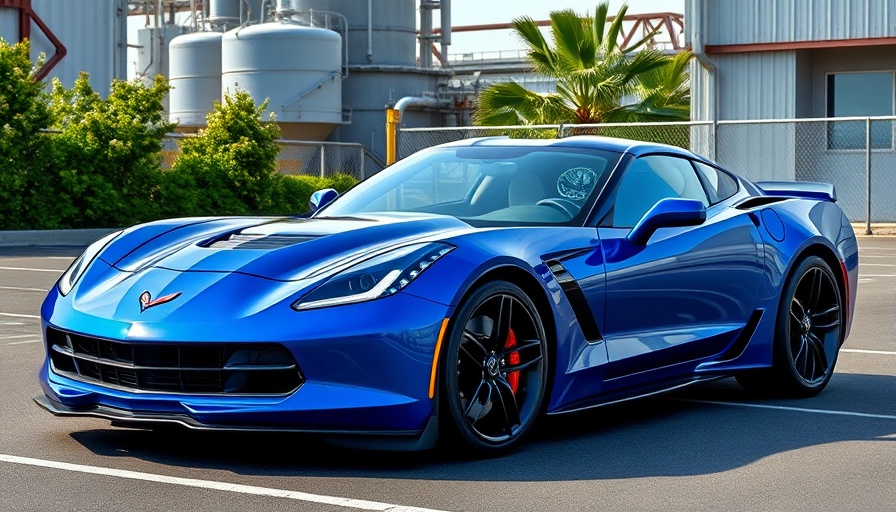 Corvette Z06 parked, showcasing its sleek design and vibrant blue color.