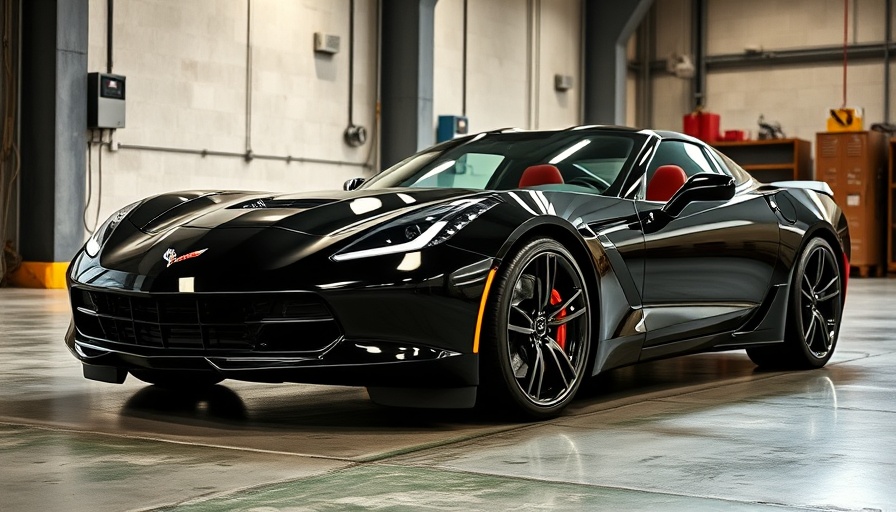 Black Corvette displayed at a wholesale market