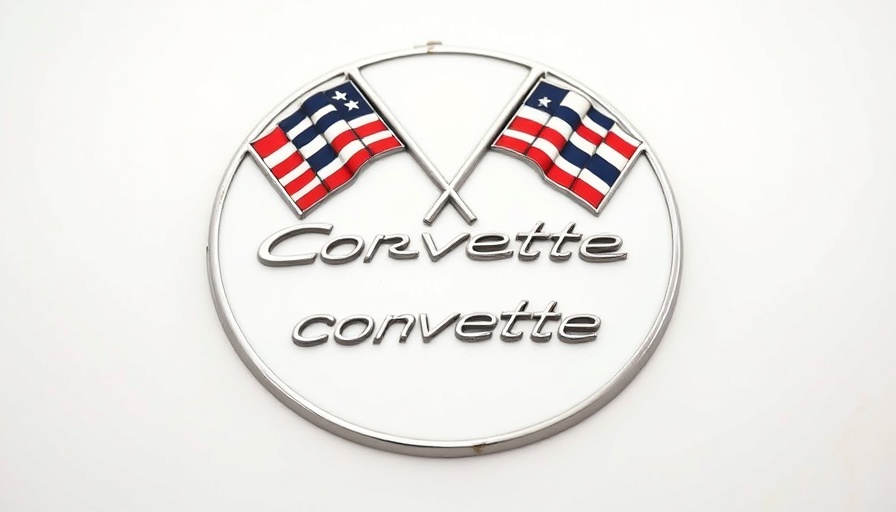 Close-up of vintage Corvette emblem for Corvette news and headlines.