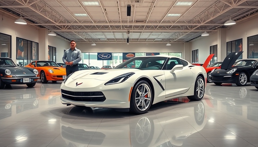 Ken Lingenfelter exhibits a white Corvette at the National Corvette Museum.