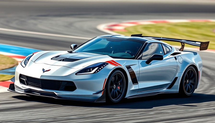 Sleek Corvette Z06 GT3R racing through a sharp corner on track.
