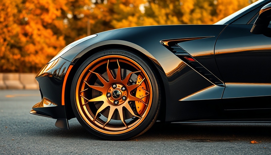 Custom color wheel finishes for Corvette with bronze wheel in autumn setting.