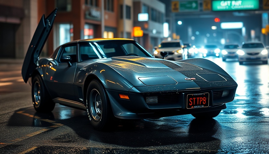 C3 Corvette accident at night with road and wet conditions.