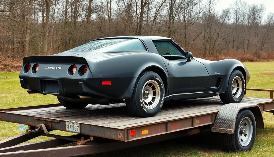 1979 Corvette L82 for sale, dusty, on trailer outdoors.