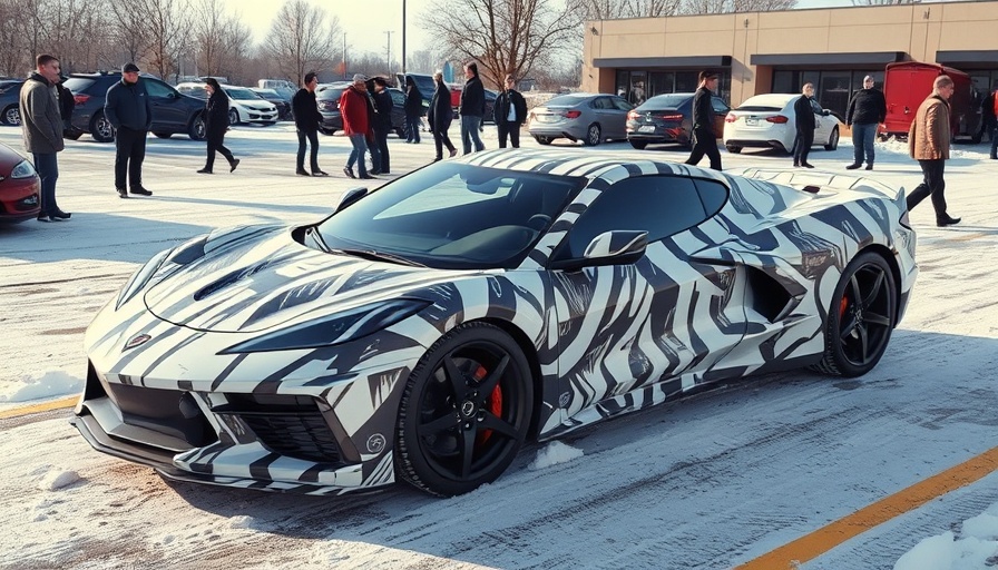 C8 Corvette ZORA prototype in snowy parking lot with people