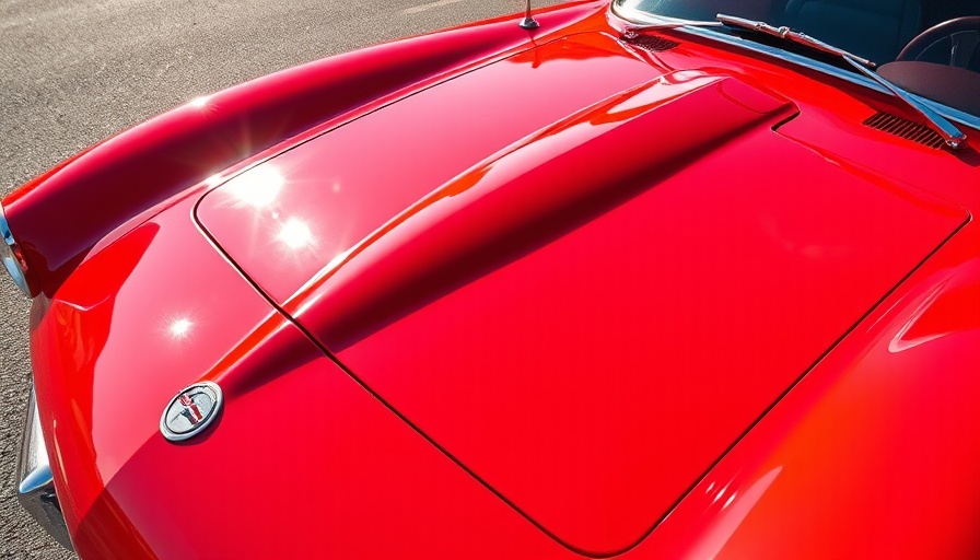 Sleek red Corvette hood at David Hill National Corvette Museum