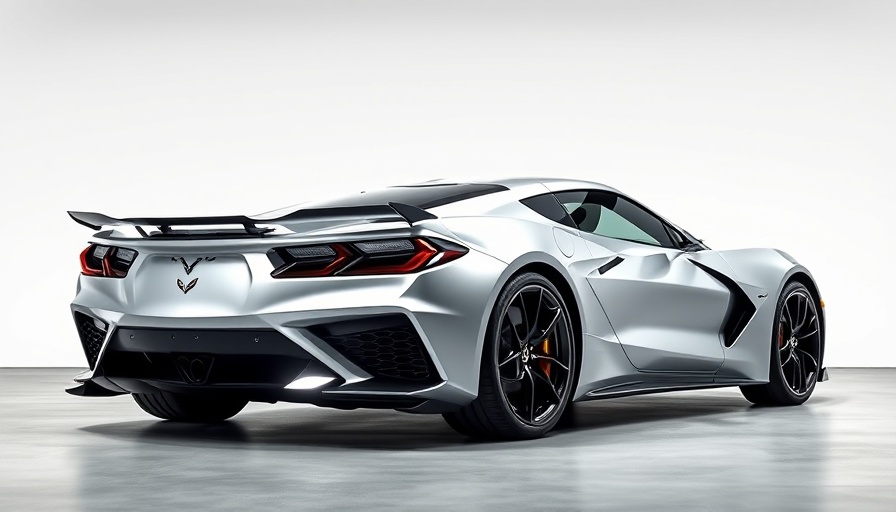 Sleek silver C8 Corvette in showroom lighting reflecting market trends.
