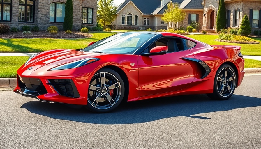 2023 Chevrolet Corvette Stingray build in vibrant red, parked on street.
