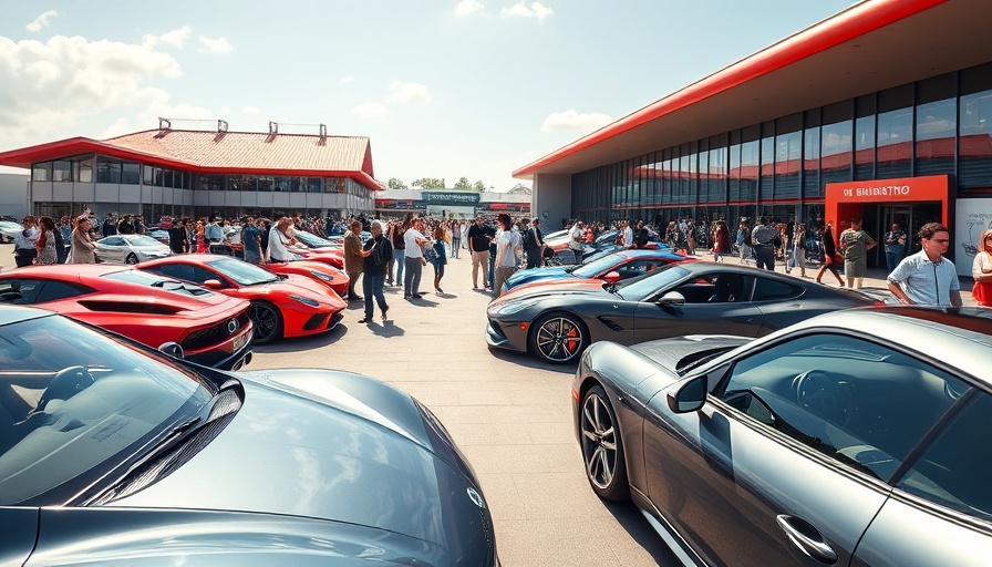 Vibrant sports car display at NCM Bash registration event.