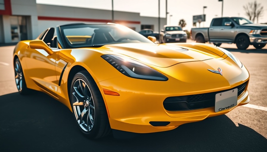 Yellow Corvette in dealership setting, Corvette delivery experience.