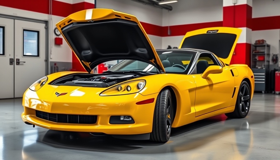 Yellow C6 Corvette in a garage for oil change, C6 Corvette oil choices