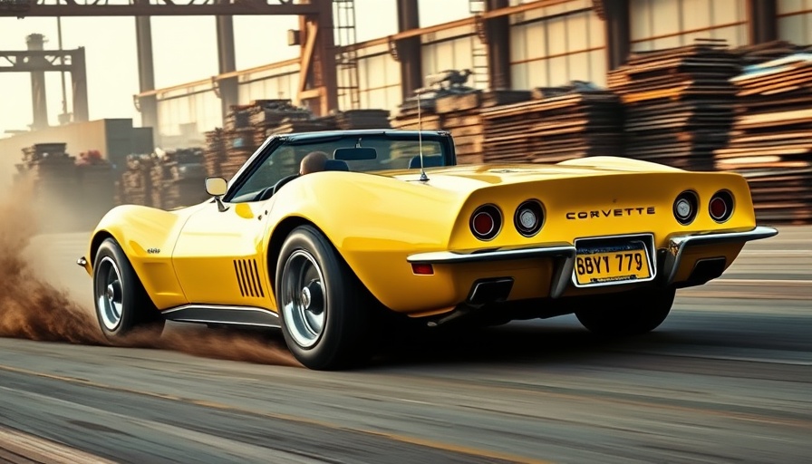 1969 ZL-1 Corvette speeding with dust clouds. Classic car racing.