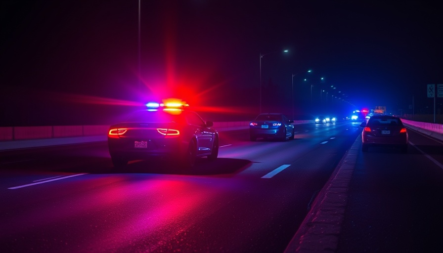 Street racing in Florida police car stopping sports car at night.
