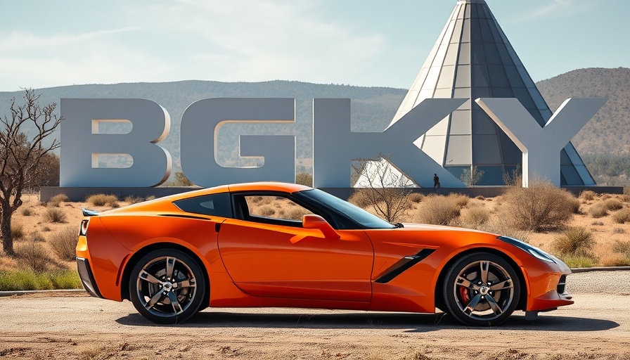 Orange Corvette at BGKY sign, related to Corvette deliveries Mike Furman.